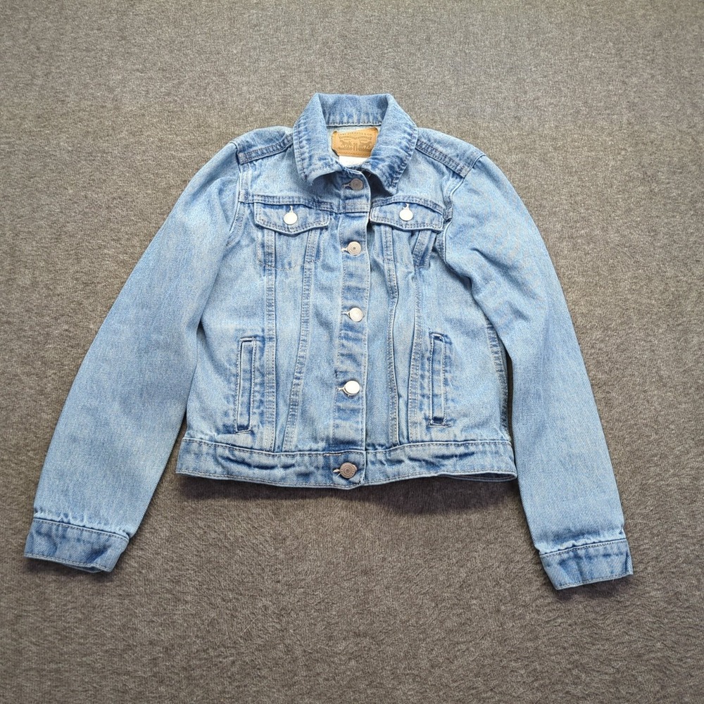 Levis Jacket Kids Large Blue Denim Trucker Jacket Light Wash Type 3 Casual